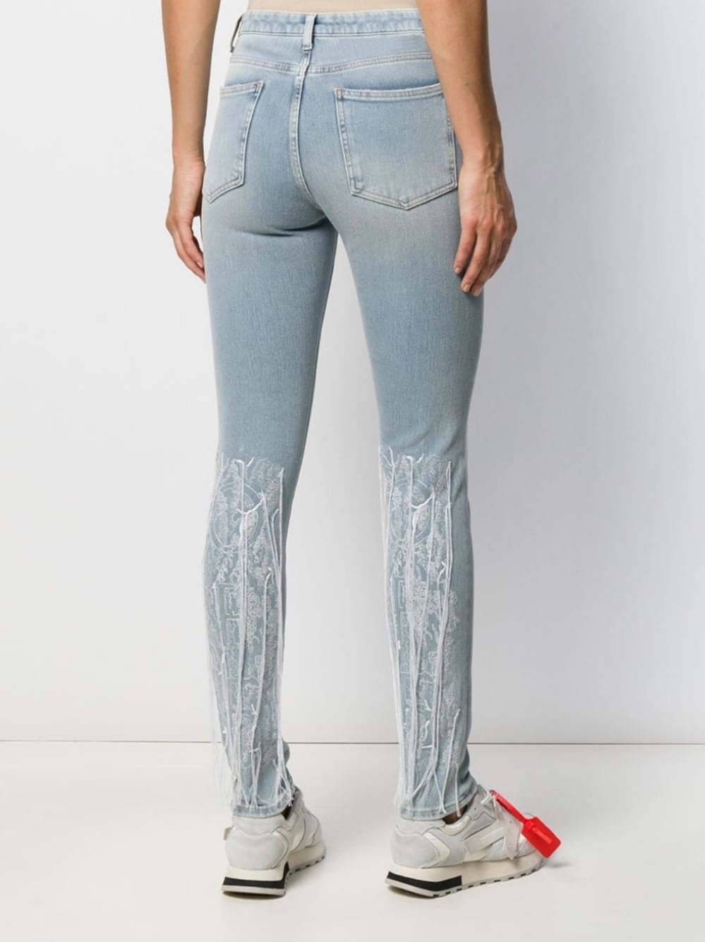 Off-White c/o Virgil Abloh Embroidered Lace Skinny Jeans
